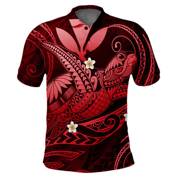 Hawaii Turtle Polynesian Polo Shirt Nane Style Red LT6
