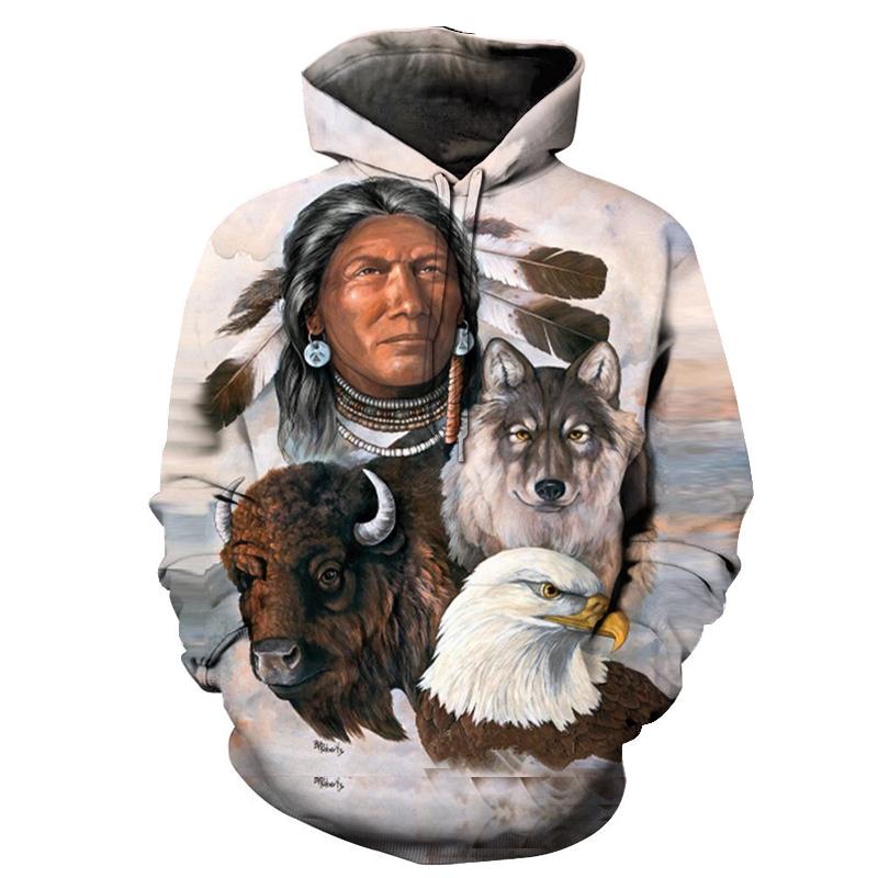 The Chief Wolf Bird Native American All Over Hoodie LT10