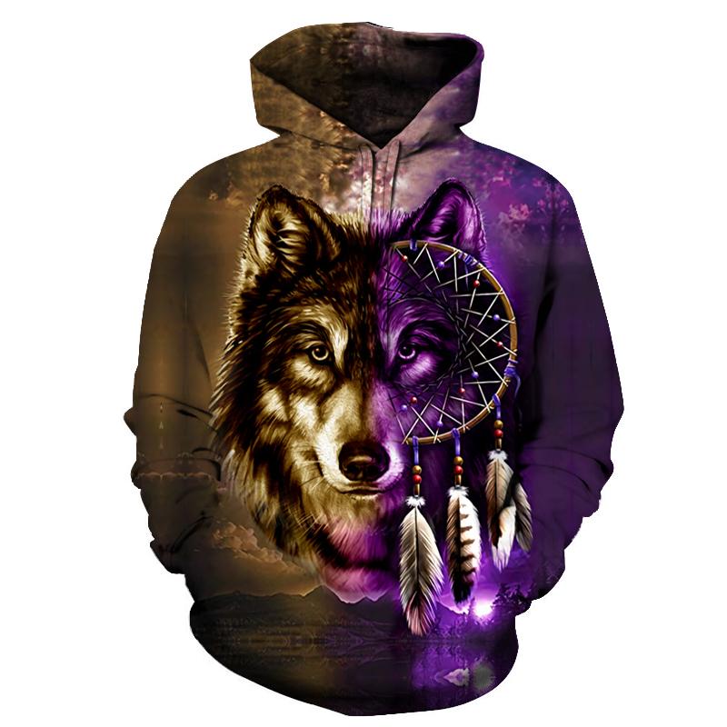 Purple Wolf Dreamcatcher Native American All Over Hoodie LT10