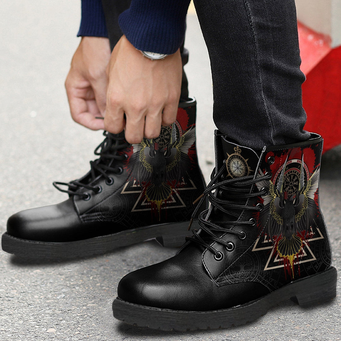 Viking Leather Boots Raven Of Odin Special Version RLT12