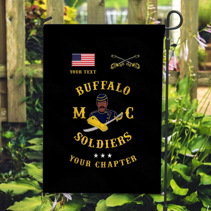 Personalized Buffalo Soldiers Motorcycle Club BSMC Flag Simple Style - Black