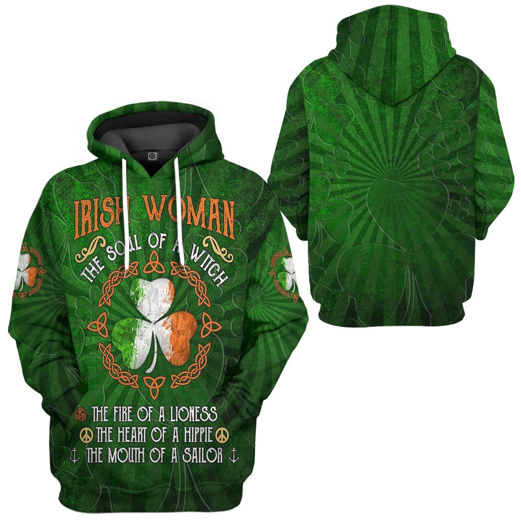 St Patricks Day Hoodie Irish Woman The Soul Of A Witch LT8