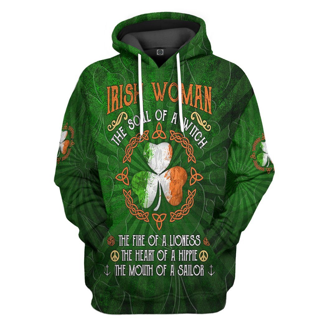 St Patricks Day Hoodie Irish Woman The Soul Of A Witch LT8