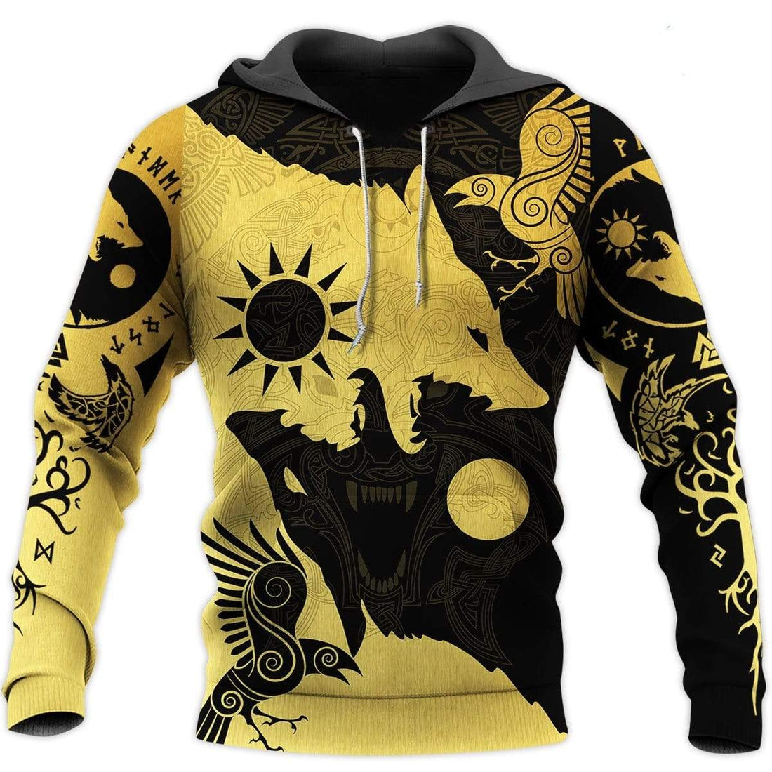 Viking Clothing Geri and Freki Gold Edition Hoodie RLT12
