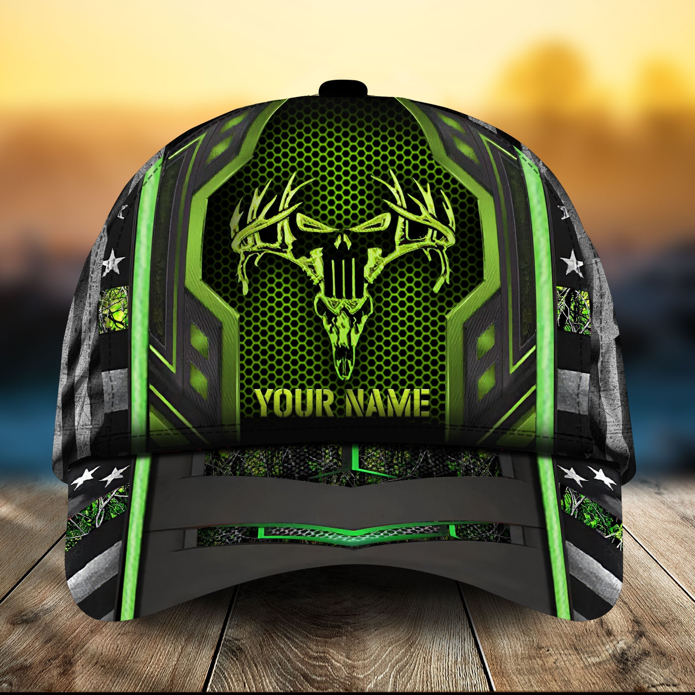 Premium US Flag Skull Hunting Hats 3D Multicolored Personalized