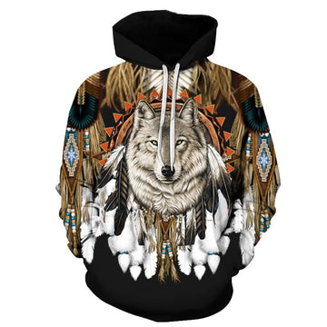 Wolf Dreamcatcher Native American Pride All Over Hoodie LT10