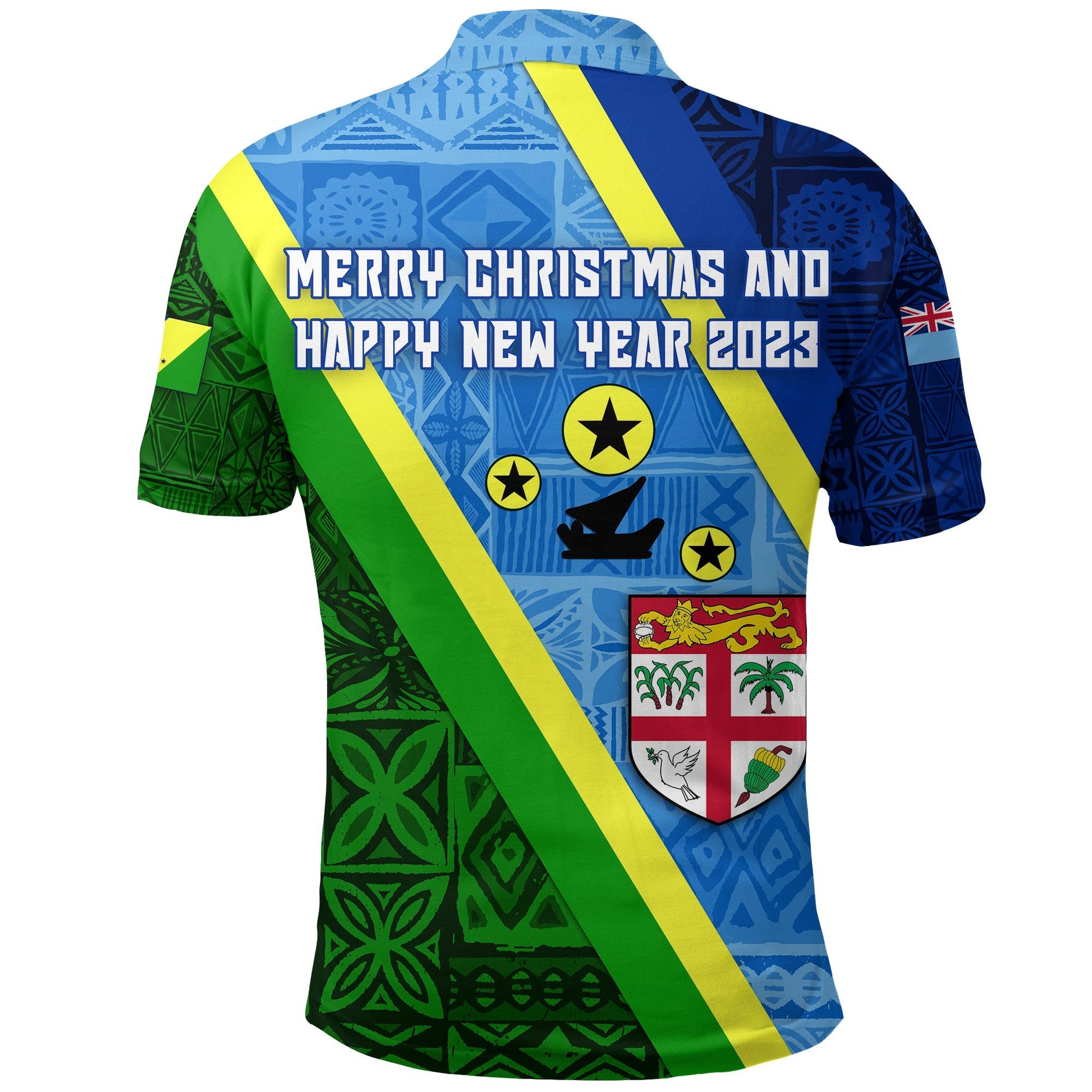 Merry Christmas and Happy New Year 2023 Malampa Vanuatu Fiji Day Polo Shirt Combine Flag Design LT4
