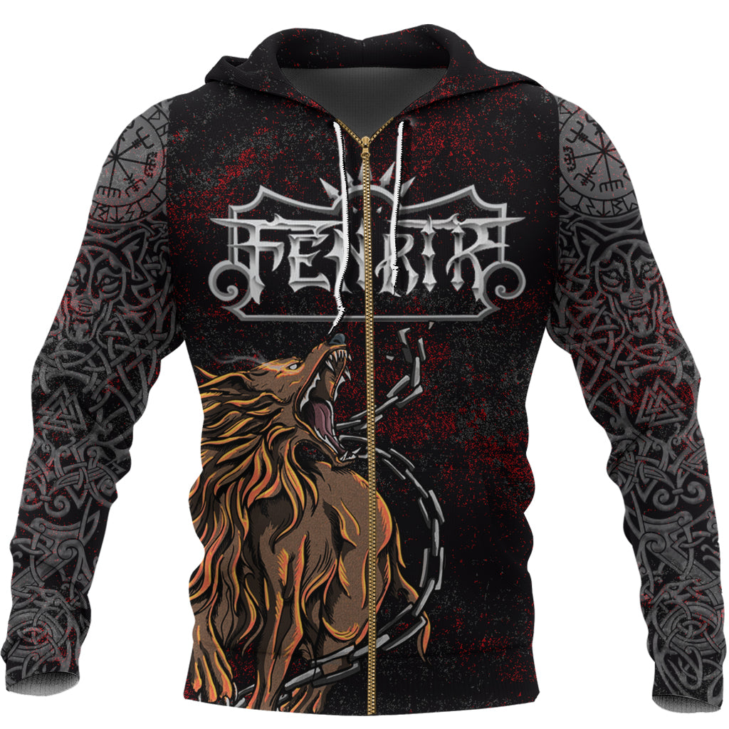 Viking Zip Hoodie - Fenrir Art RLT12