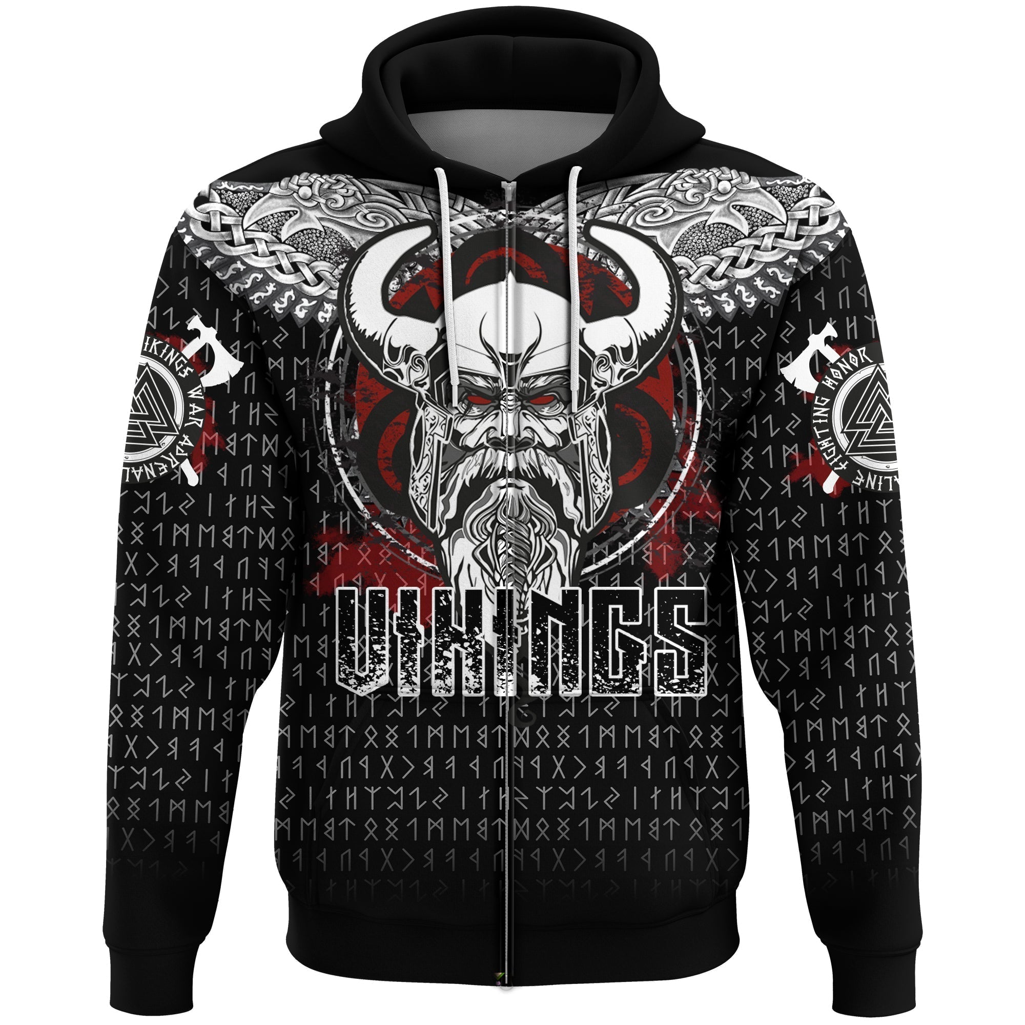 Viking Odin Honor Zip Hoodie - Viking Pattern RLT12