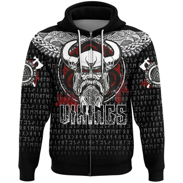 Viking Odin Honor Zip Hoodie - Viking Pattern RLT12