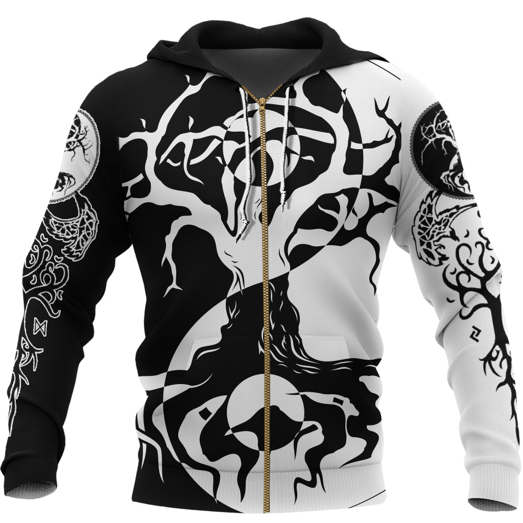 Viking Zip Hoodie - Ying Yang Celtic Tree RLT12