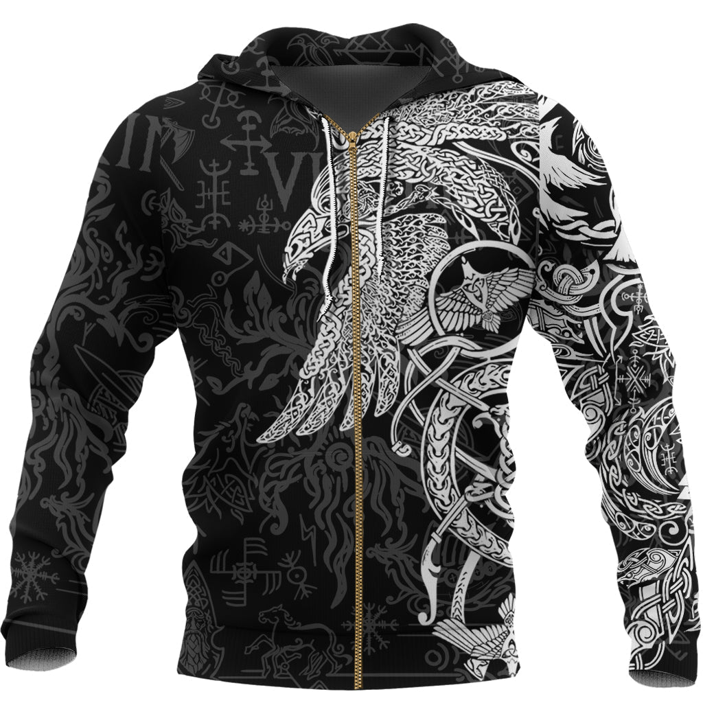 Viking Zip Hoodie - Special Raven Tattoo RLT12