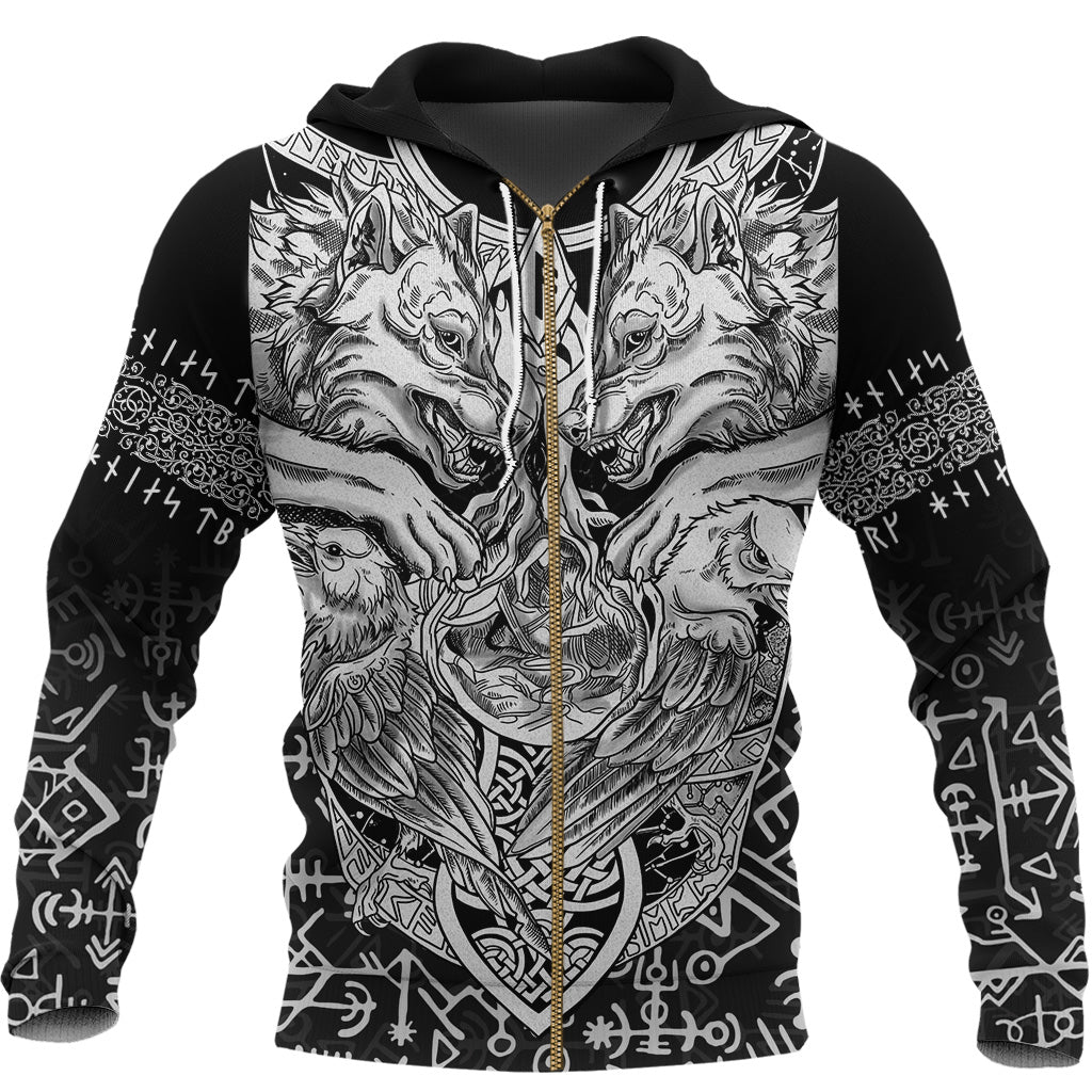 Viking Zip Hoodie - Wolf and Raven Special RLT12
