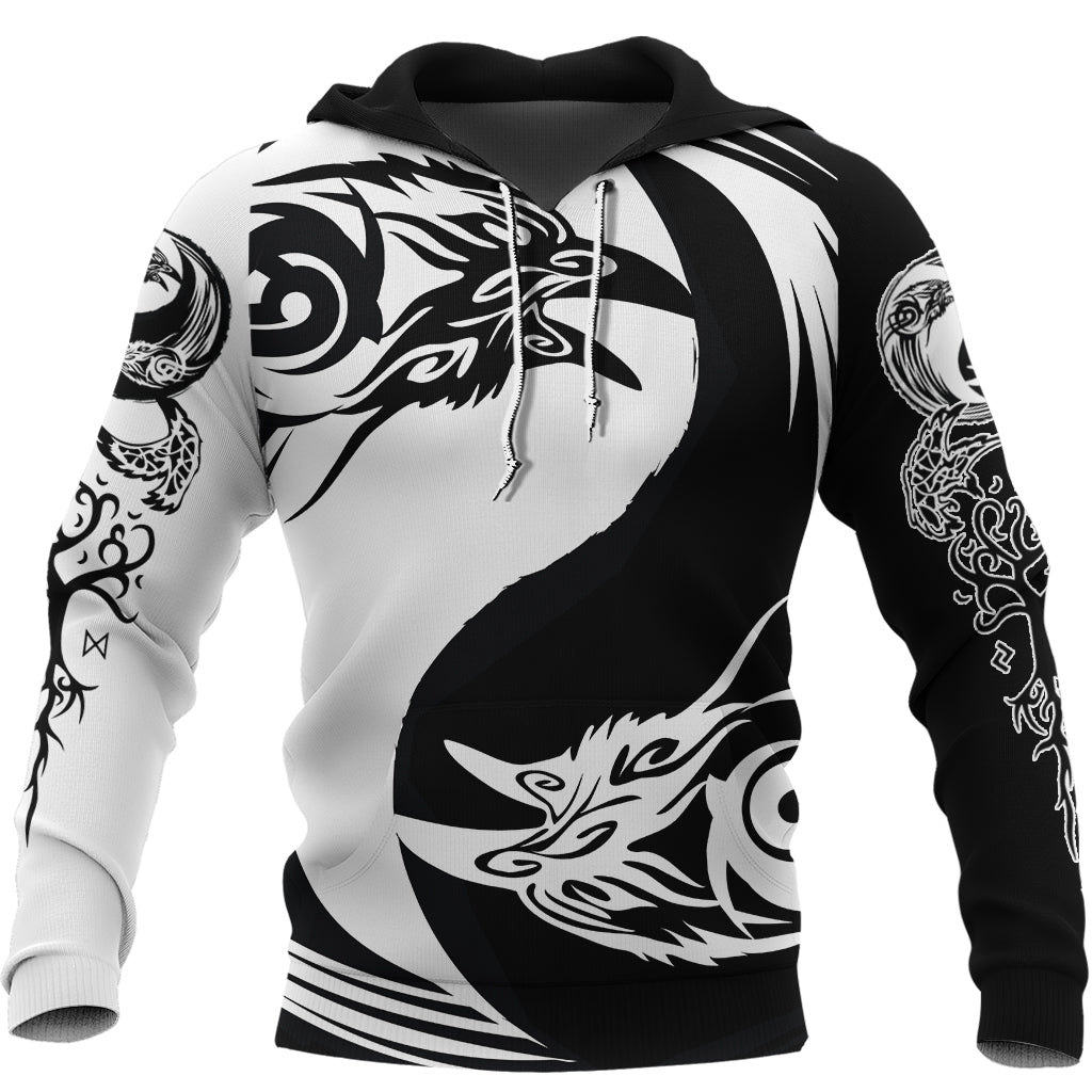Viking Zip Hoodie - Ying Yang Raven RLT12