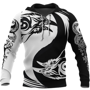 Viking Zip Hoodie - Ying Yang Raven RLT12