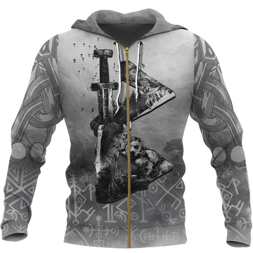 Viking Zip Hoodie - Berkana Rune RLT12