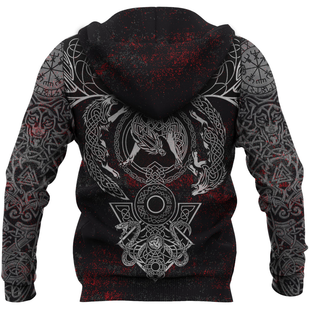 Viking Zip Hoodie - Fenrir Art RLT12