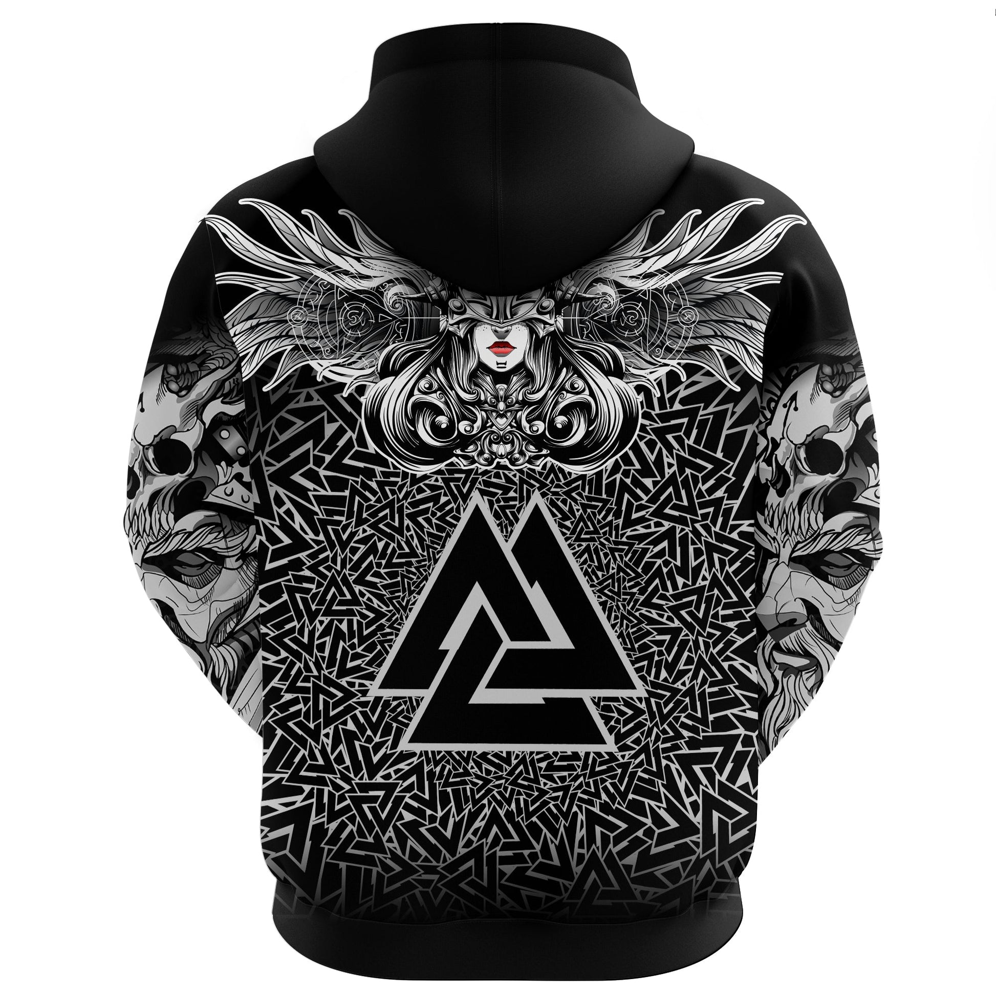 Viking Valkyrie Zip Hoodie - Valknut Pattern RLT12