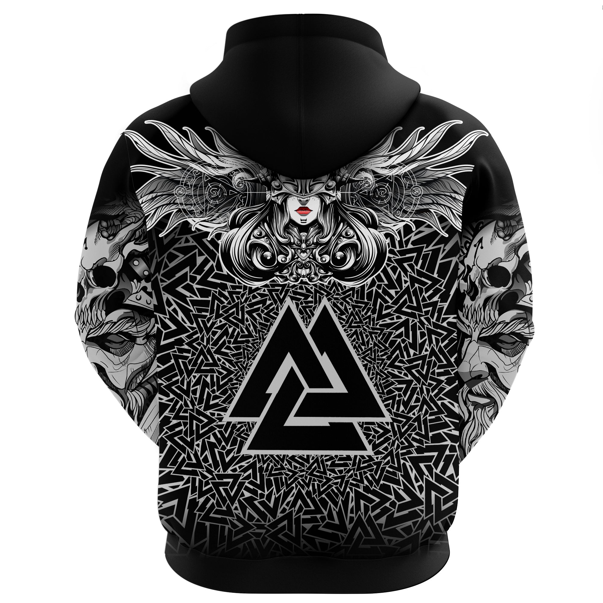 Viking Valkyrie Zip Hoodie - Valknut Pattern RLT12
