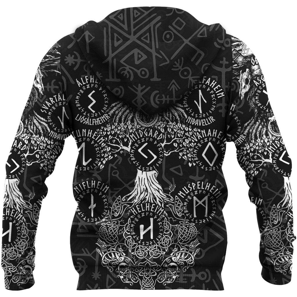 Viking Zip Hoodie - Odin Tree Runes RLT12