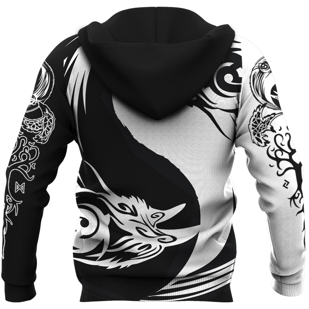 Viking Hoodie Ying Yang Raven RLT12
