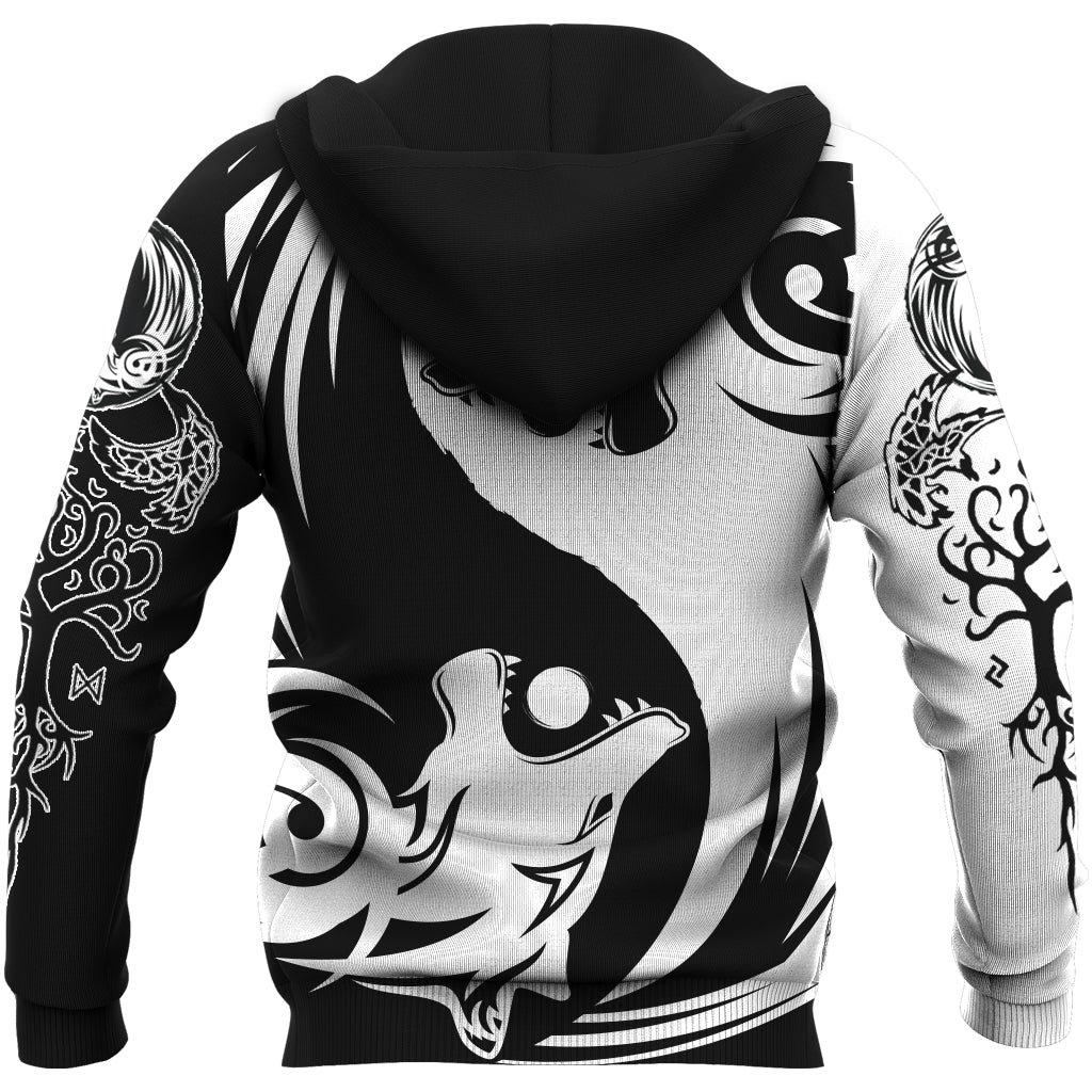 Viking Hoodie Ying Yang Wolf A21 RLT12
