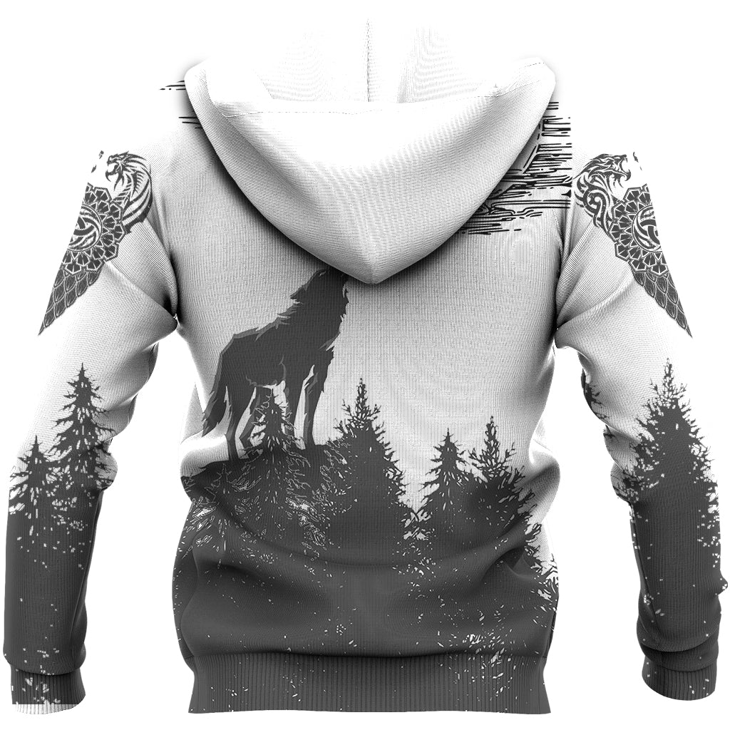 Viking Raven and Wolf In Pine Forest Zip Hoodie RLT12