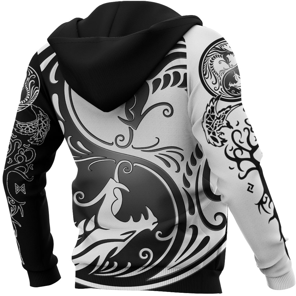 Viking Hoodie Ying Yang Dragon RLT12