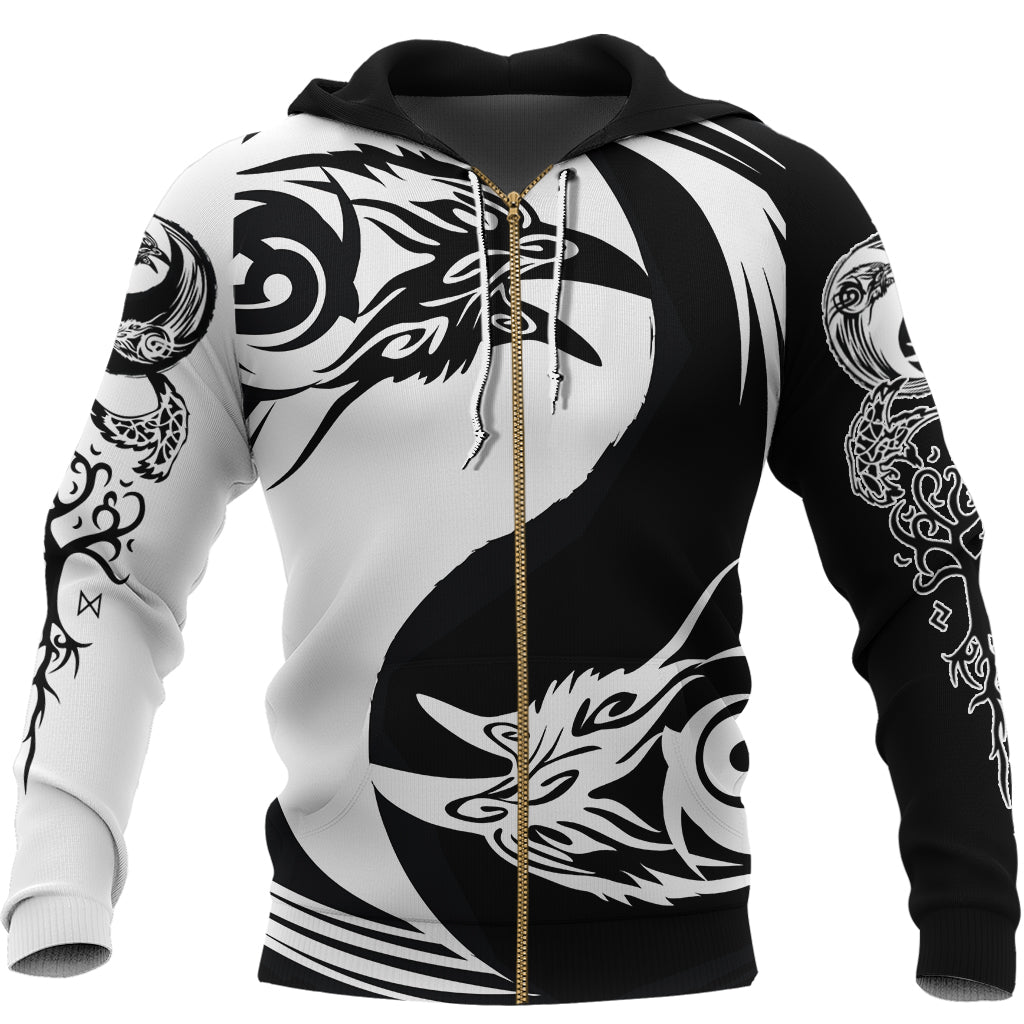 Viking Hoodie Ying Yang Raven RLT12