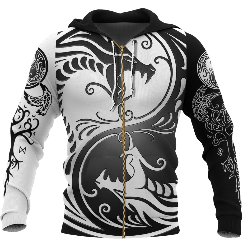 Viking Hoodie Ying Yang Dragon RLT12