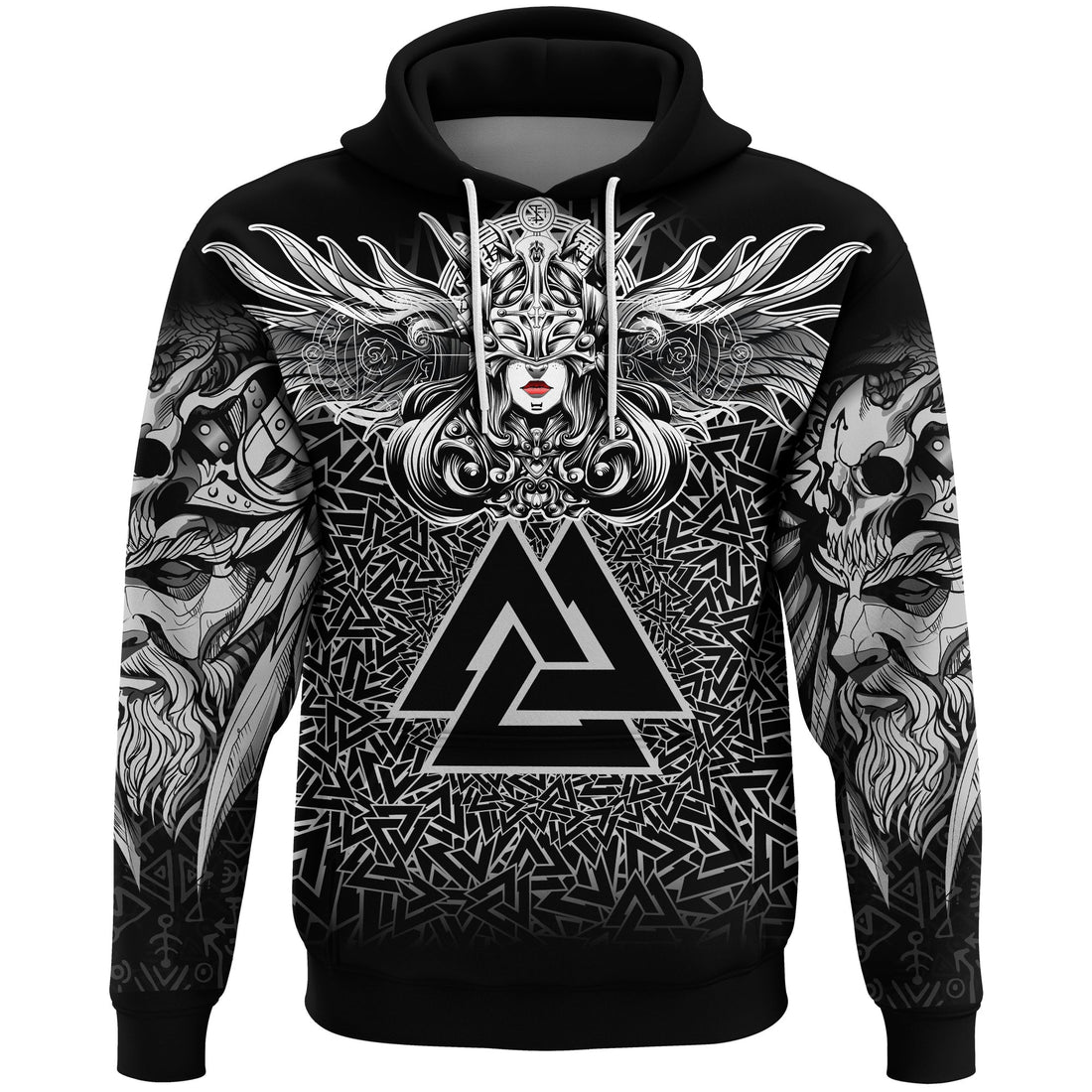 Viking Valkyrie Hoodie - Valknut Pattern RLT12