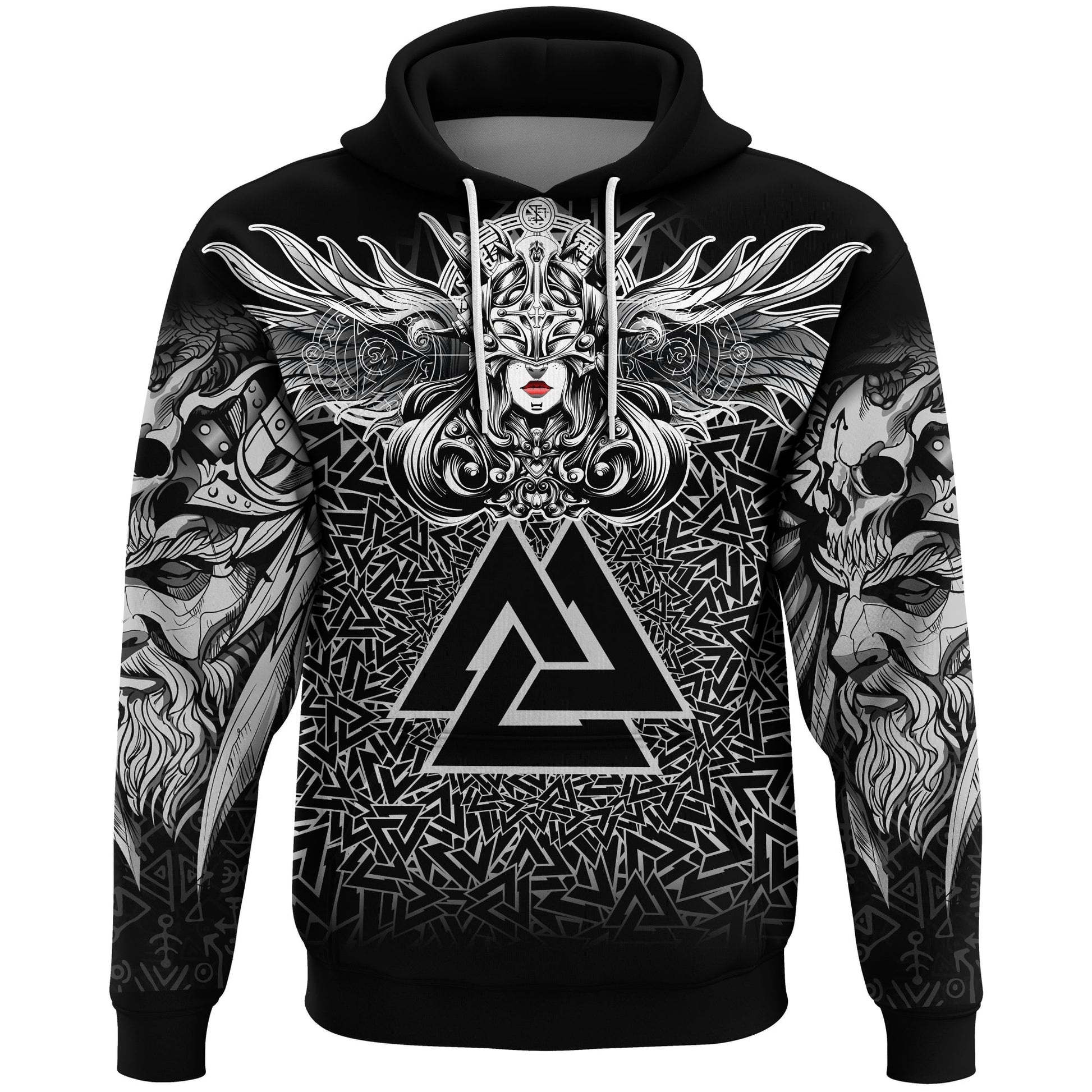 Viking Valkyrie Hoodie - Valknut Pattern RLT12