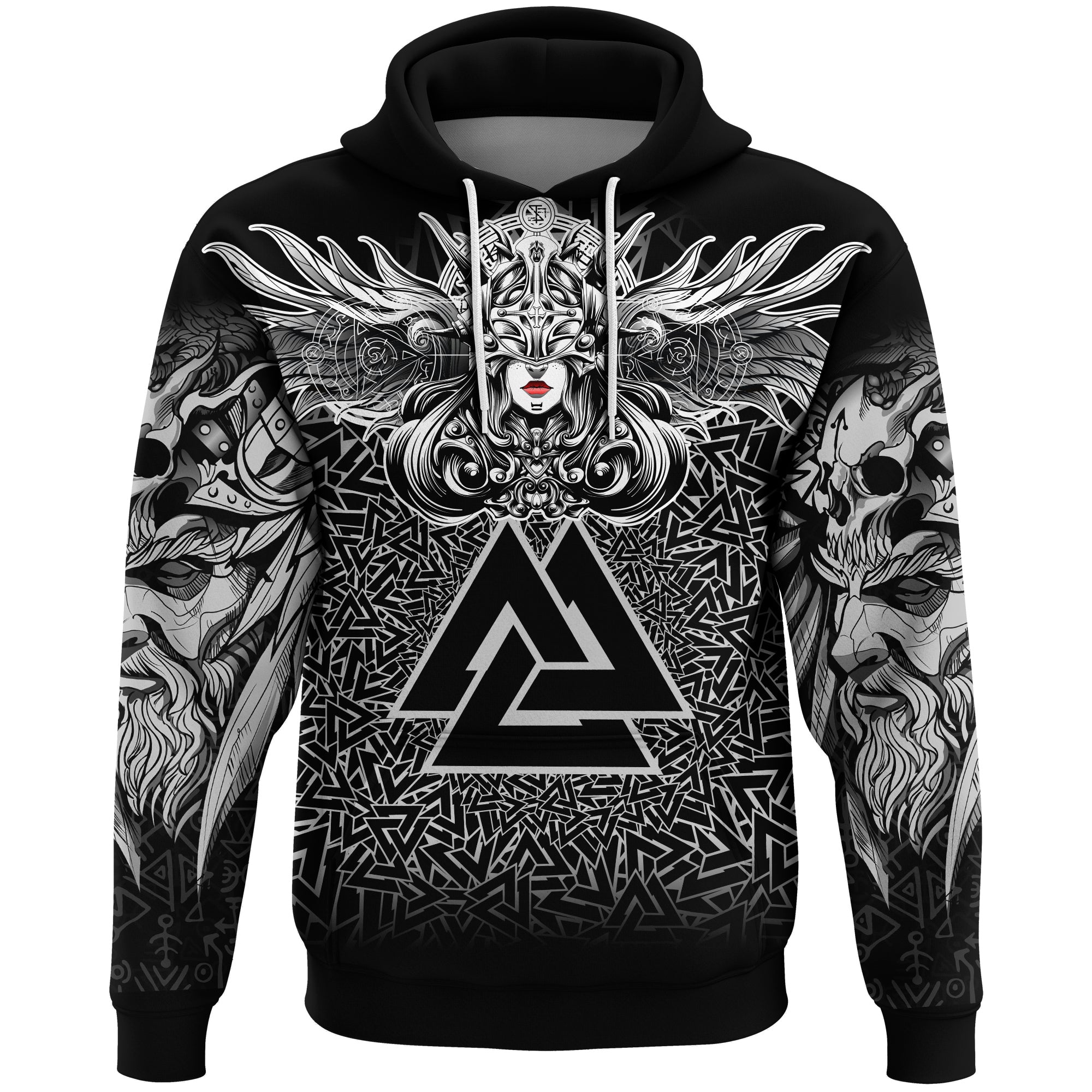 Viking Valkyrie Hoodie - Valknut Pattern RLT12