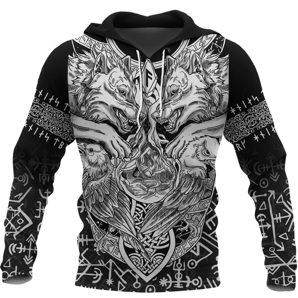 Viking Hoodie Wolf and Raven Special RLT12