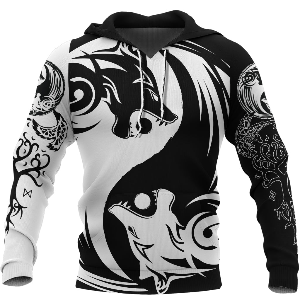 Viking Hoodie Ying Yang Wolf A21 RLT12