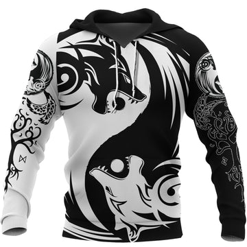 Viking Hoodie Ying Yang Wolf A21 RLT12