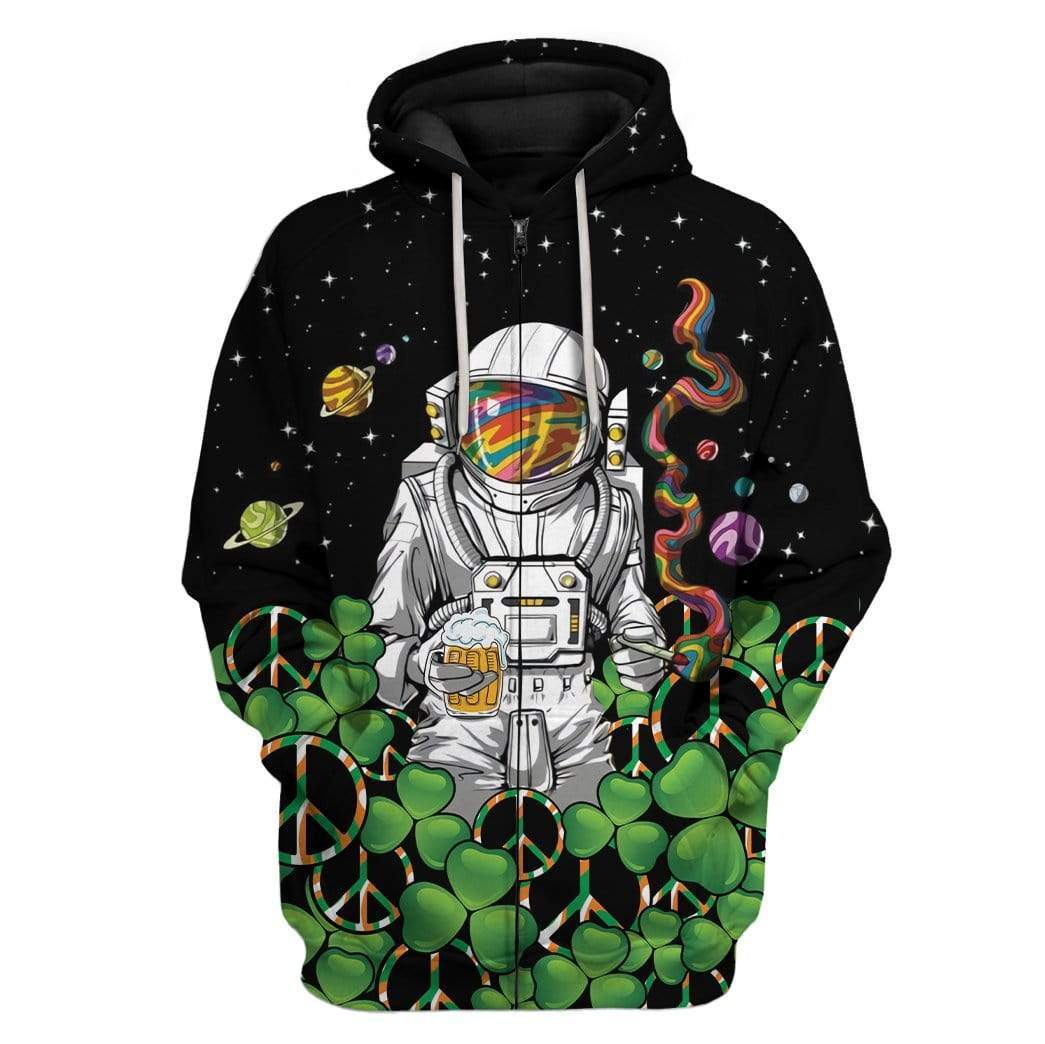 St Patricks Day Hoodie Hippie Astronaut LT8