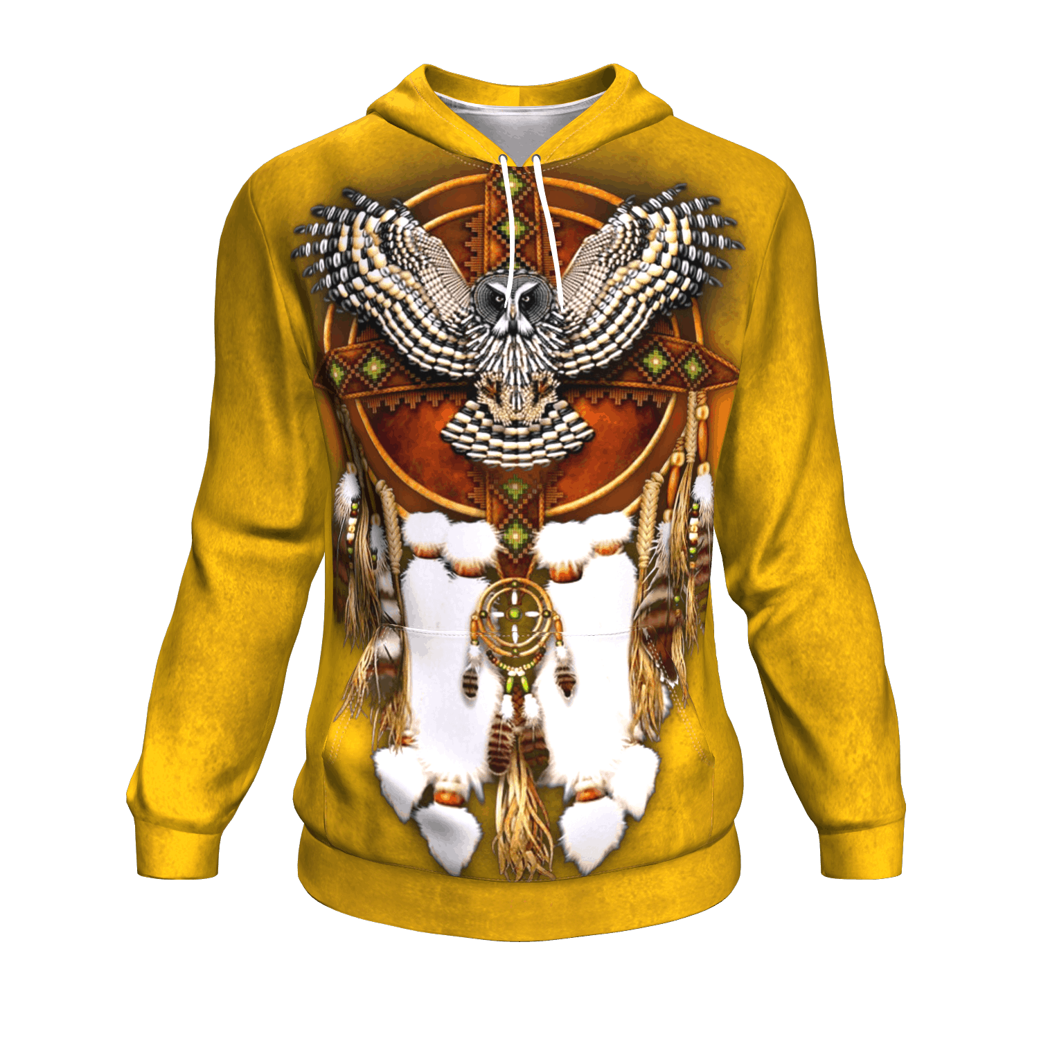 Yellow Owl Dreamcatcher Native American Design 3D Pullover Hoodie LT10