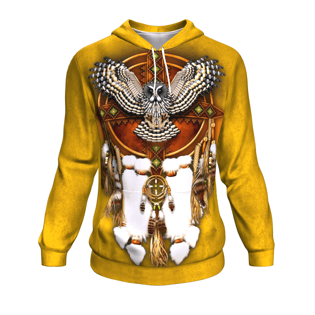 Yellow Owl Dreamcatcher Native American Design 3D Pullover Hoodie LT10