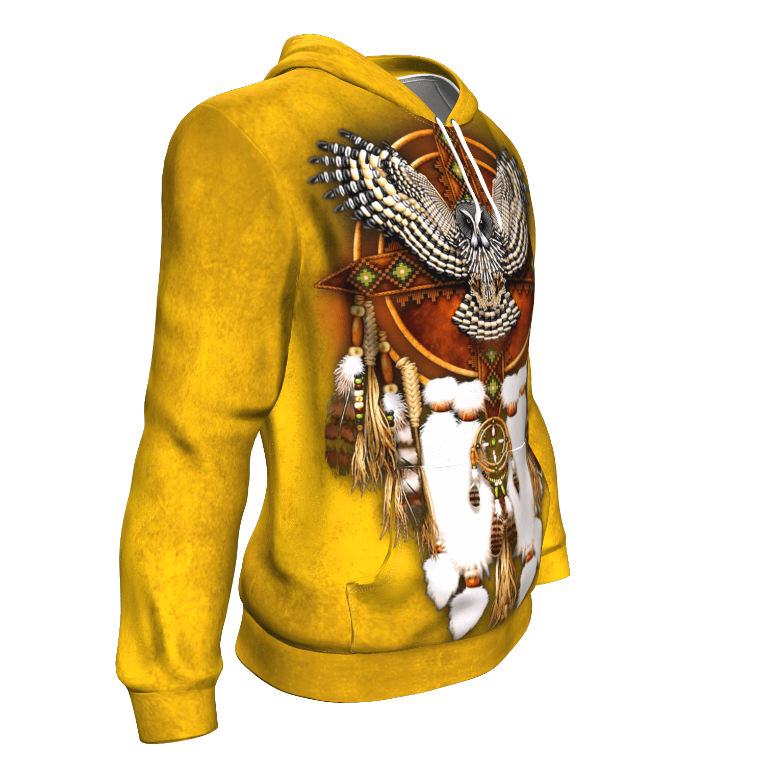 Yellow Owl Dreamcatcher Native American Design 3D Pullover Hoodie LT10