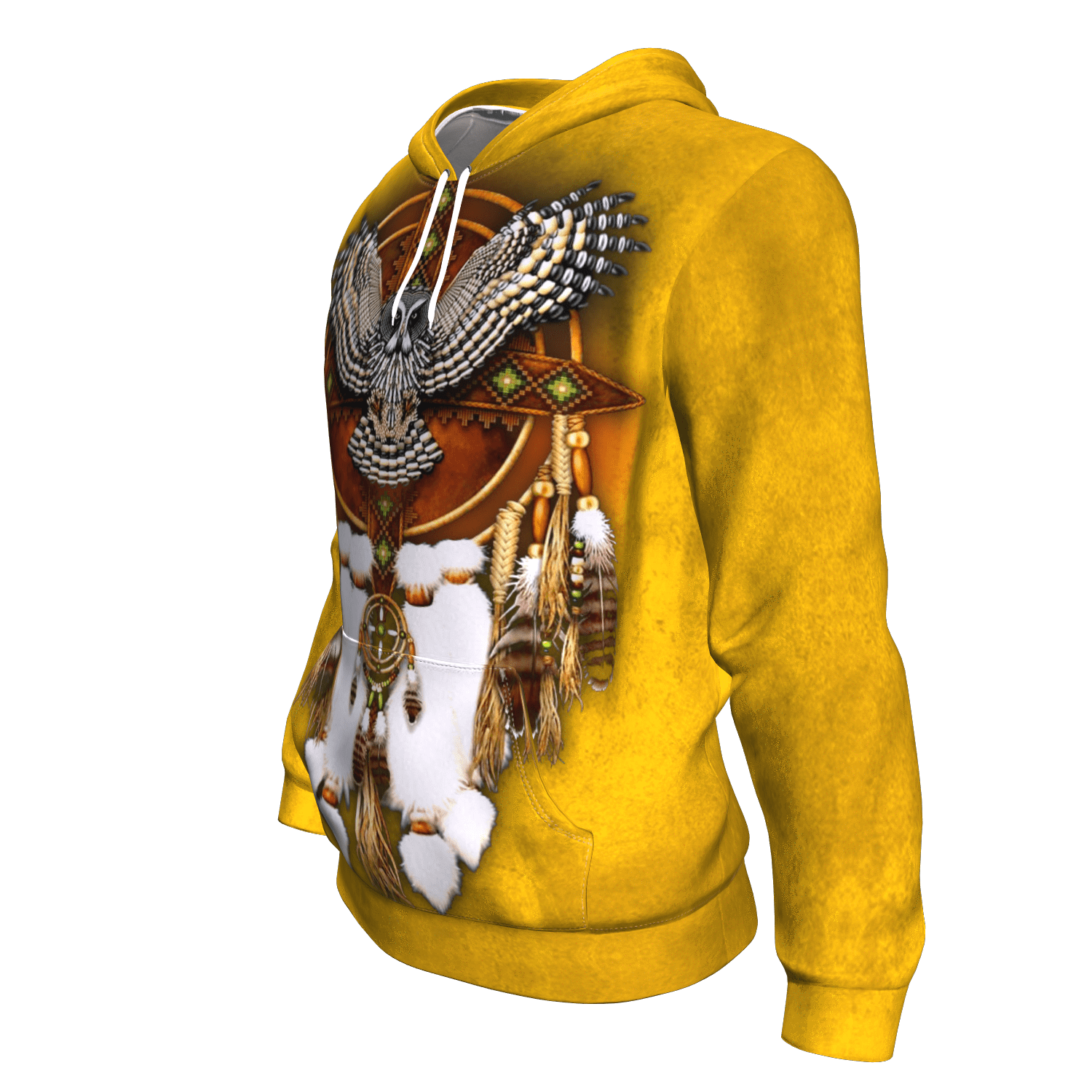 Yellow Owl Dreamcatcher Native American Design 3D Pullover Hoodie LT10