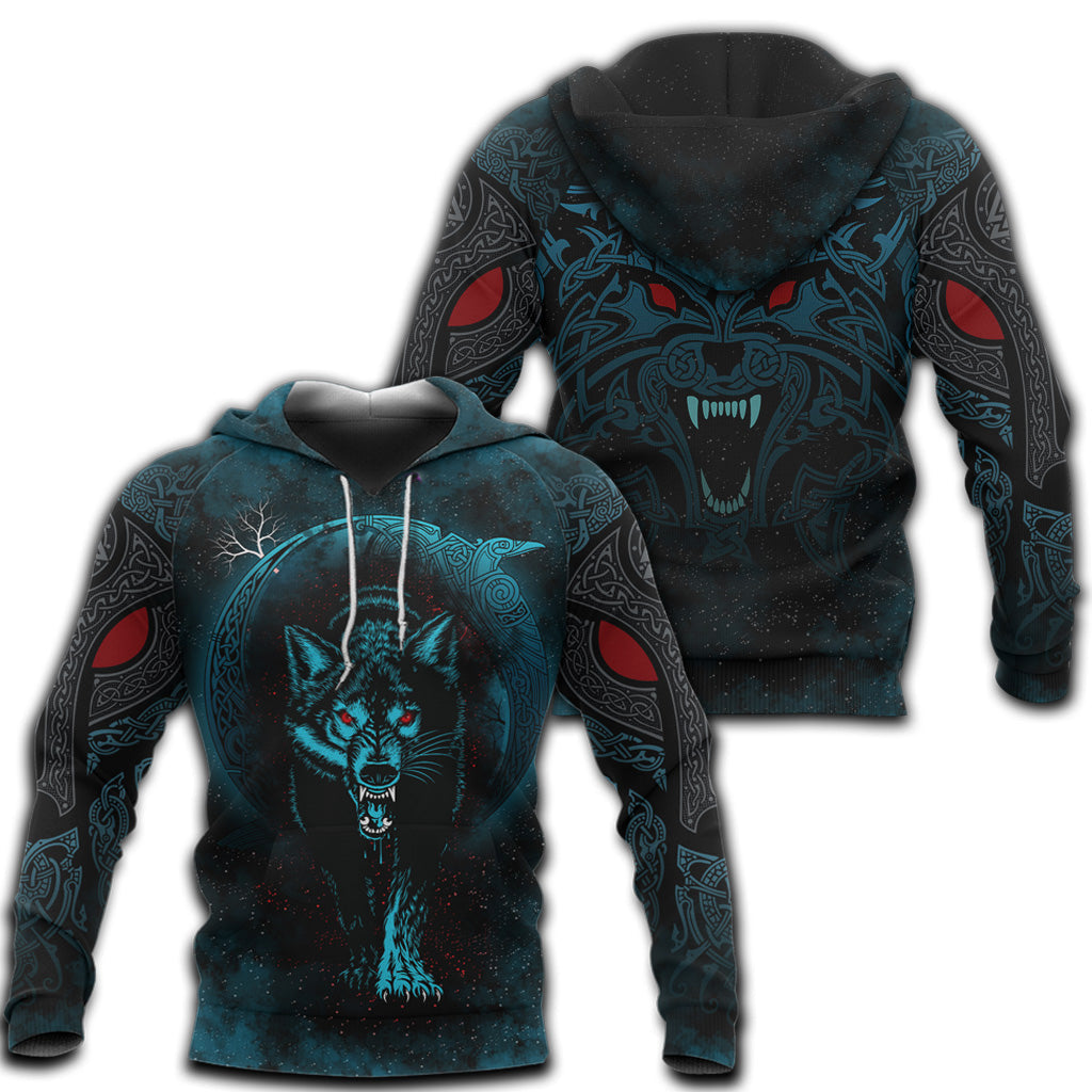 Viking Hoodie Moon Wolf Tattoo RLT12