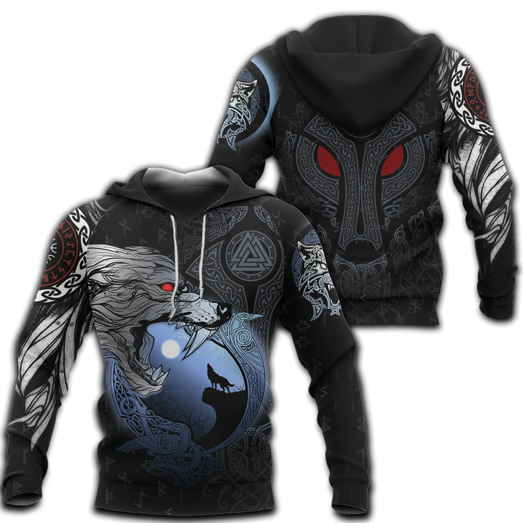 Viking Hoodie Fenrir and Moon RLT12