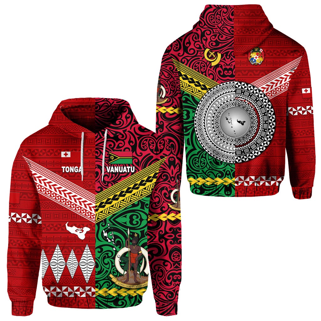 Vanuatu Tonga Hoodie Polynesian Together Bright Red LT8