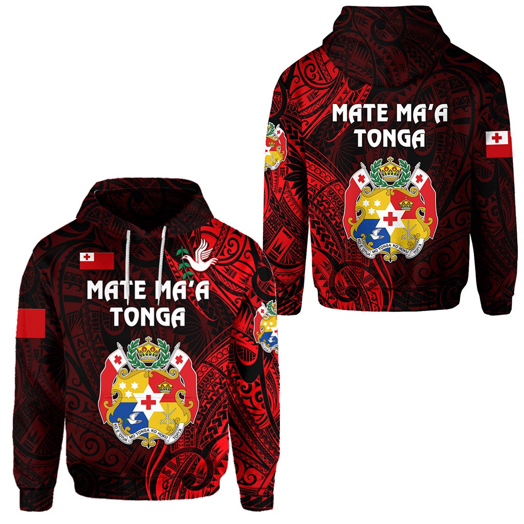 Tonga Hoodie Coat Of Arms Simple Vibes Red LT8