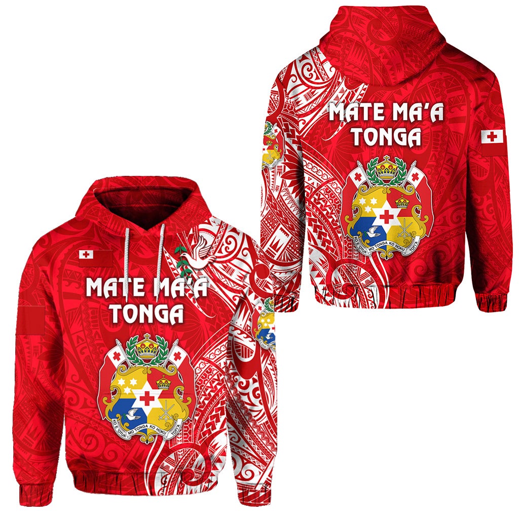 Tonga Hoodie Coat Of Arms Simple Vibes Bright Red LT8