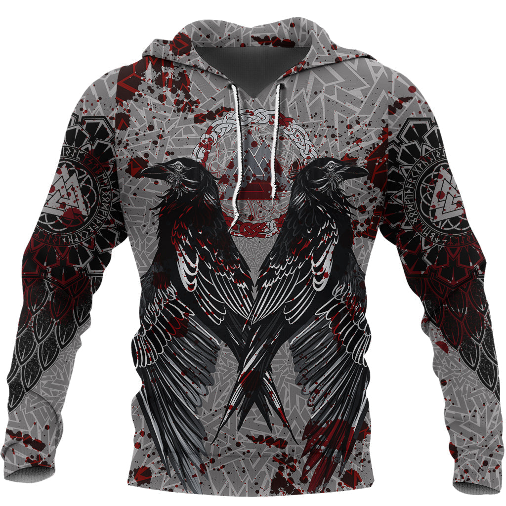 Viking Raven With Valknut Hoodie Style Blood RLT12