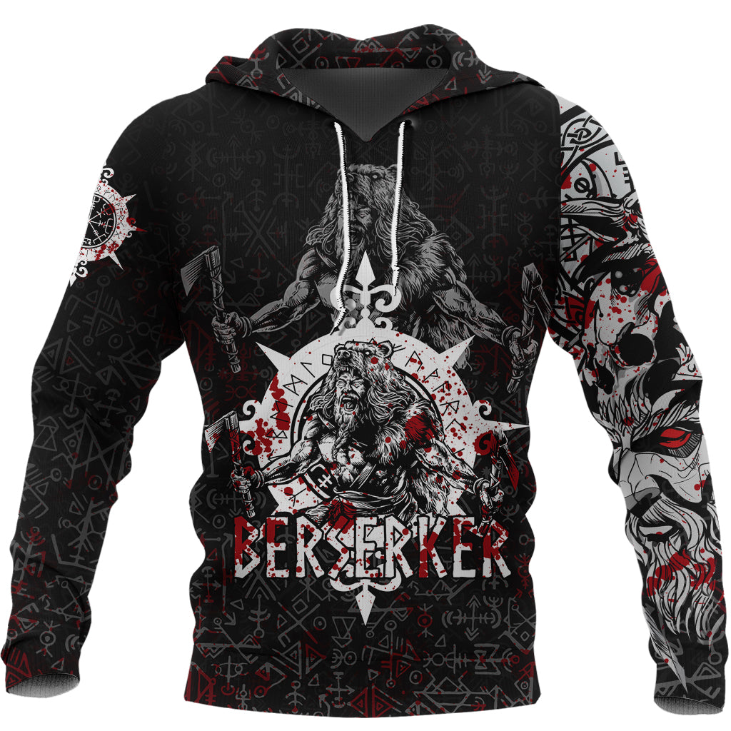 Viking Berserker Blood and Vegvisir Hoodie RLT12