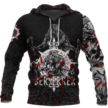 Viking Berserker Blood and Vegvisir Hoodie RLT12