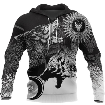 Viking Skoll and Hati New Style Hoodie RLT12